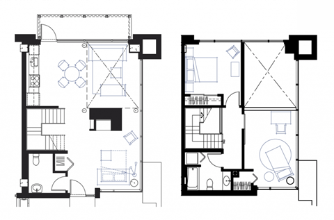 Floor plan for 2 beds, 2 baths, 1255 sqft